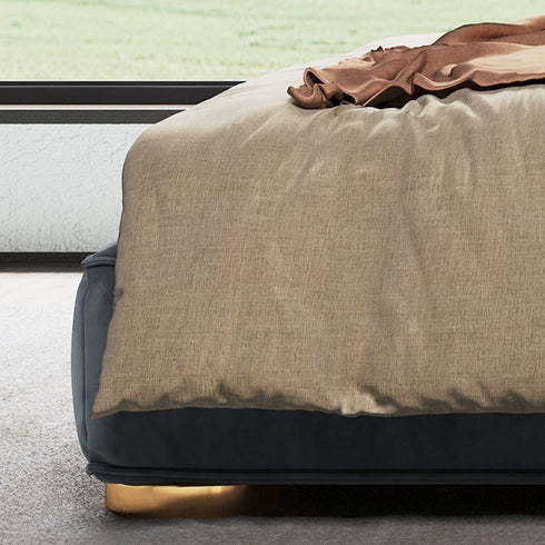 Evert Suede Fabric Upholstered Headboard Modern Bed Frame